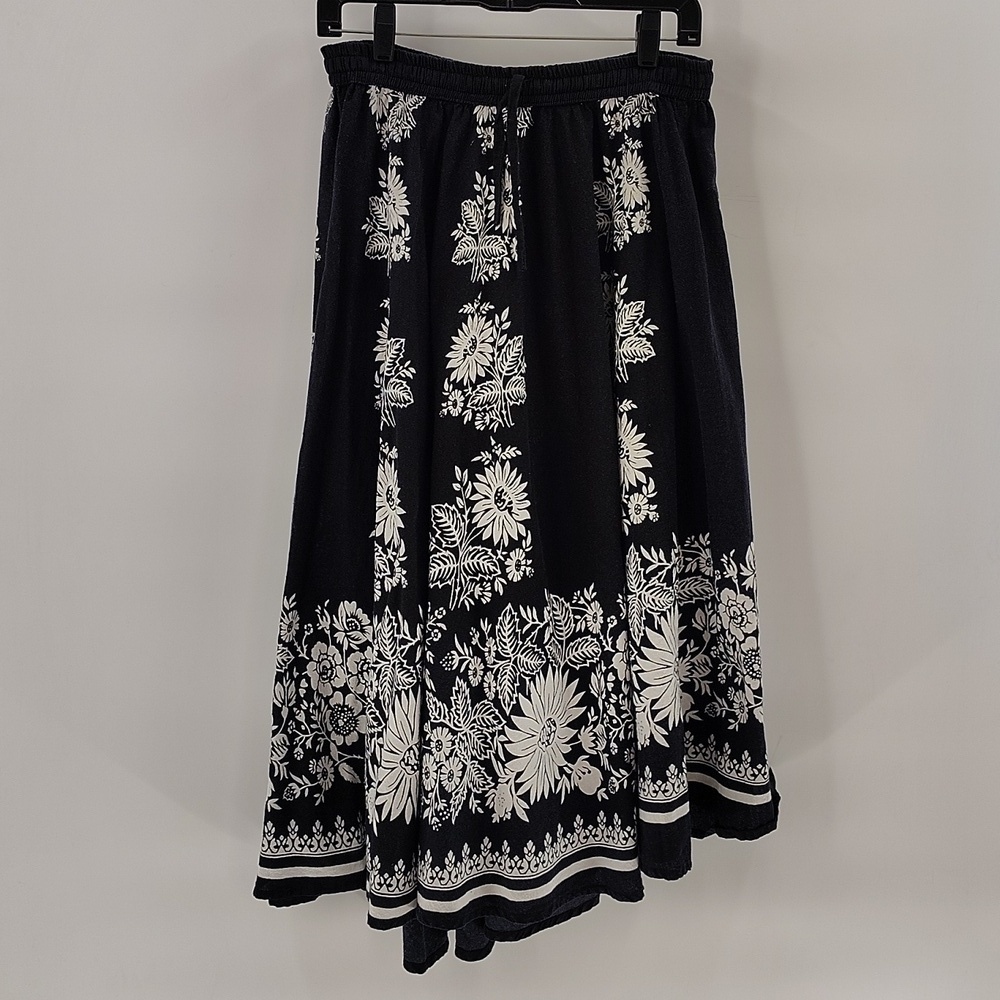 Marmalade Cotton Midi Skirt Size Medium Black White Print